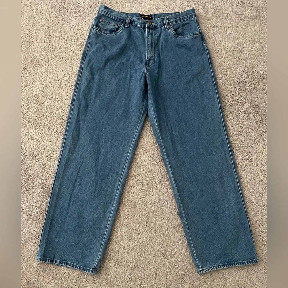 Stanley Workwear Jeans Mens Size 38x34 100% Cotton Denim Straight Leg Blue